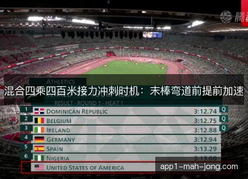 混合四乘四百米接力冲刺时机：末棒弯道前提前加速